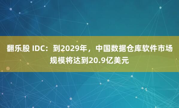 翻乐股 IDC：到2029年，中国数据仓库软件市场规模将达到20.9亿美元
